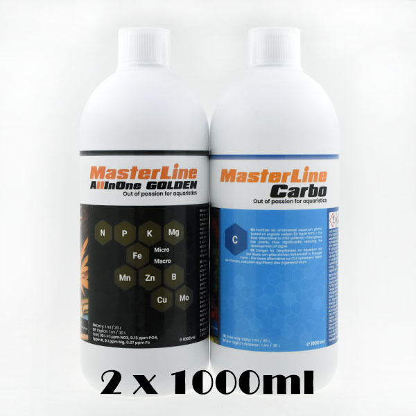 Ihr Aquaristik Fachgeschft: Fische, Pflanzen und mehr - MasterLine  AllinOne Golden + Carbo - Dnger Set fr mittleres Wachstum (je 1000ml)